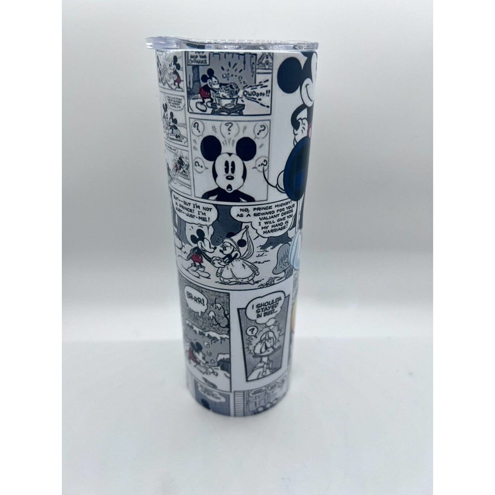 Mickey Inspired Comics 20 oz Skinny Tumbler Custom Made, New with Straw and Lid - Picture 2 of 4